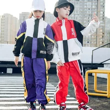 Детская одежда с капюшоном в стиле хип-хоп свитер для мальчиков и девочек штаны для бега костюмы для джазовых танцев, одежда для бальных танцев, уличная одежда