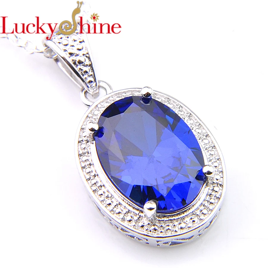 Промоакция Luckyshine Модные посеребренные Подвески с синим кристаллом Россия США