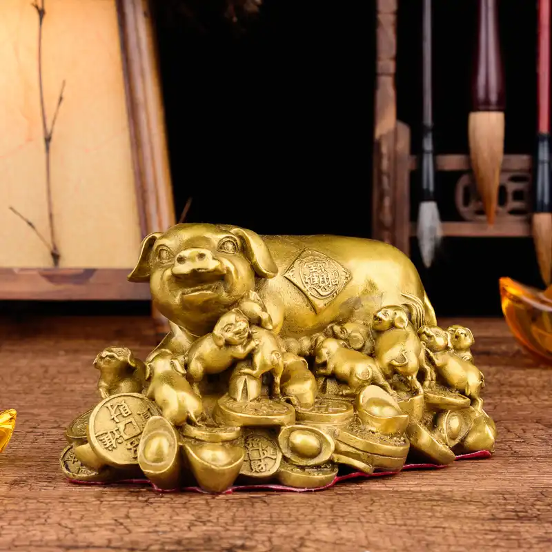 Chinese Zodiac Collectible Old Boxwood Carved Amass Fortunes Pig Ornament Statue