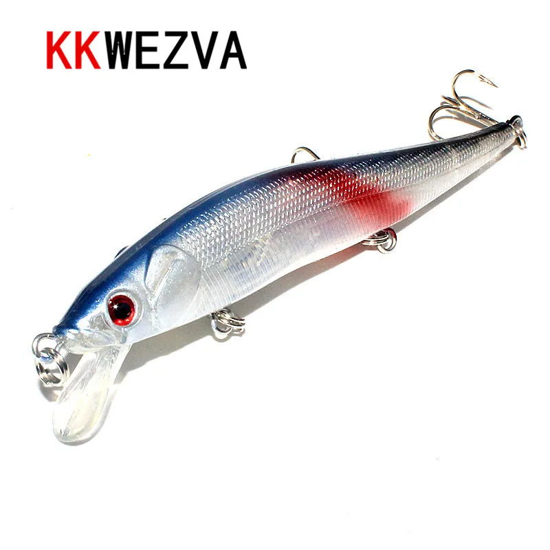 

KKWEZVA 11.5cm 13.5g wLure Fishing Lure Hard BaitNickel Round Bend Treble Hook Jerkbait Slow Floating Weight Transfer Minnow
