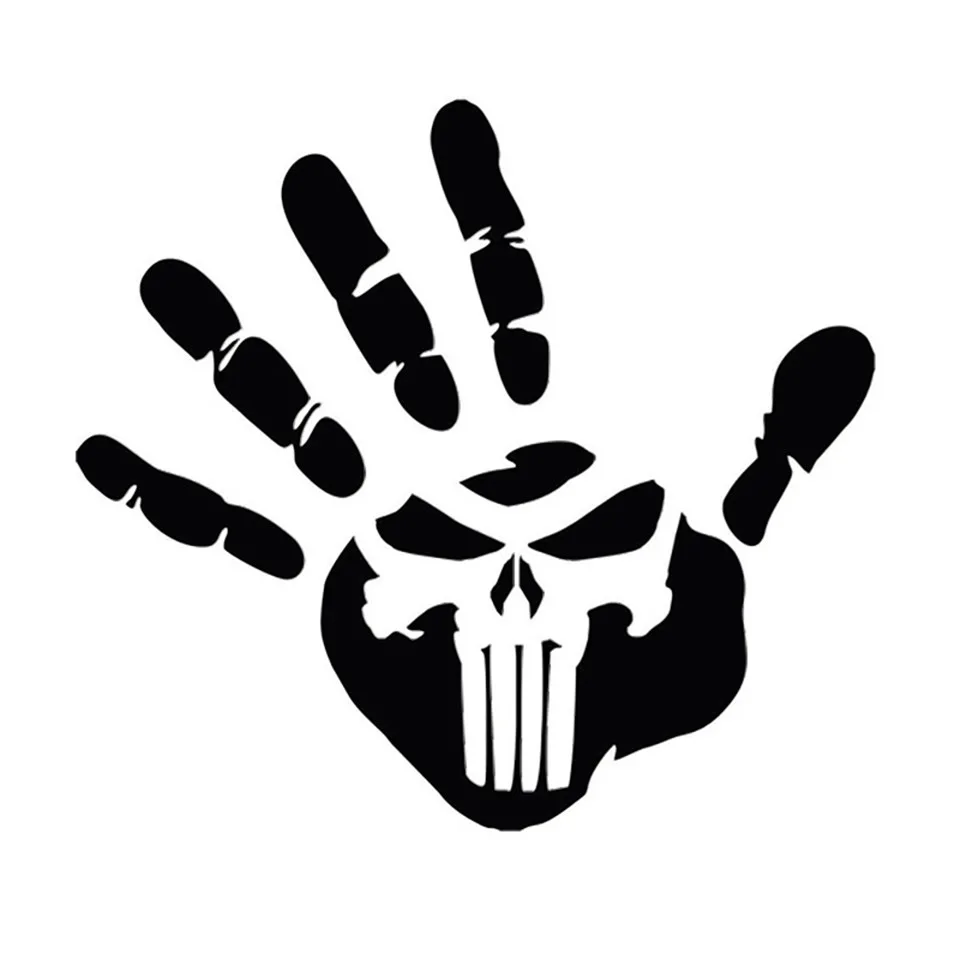 16.515.2CM Personalized Custom Handprint Punishment Skull Car Stickers Interesting Car Styling Vinyl Decals (2)