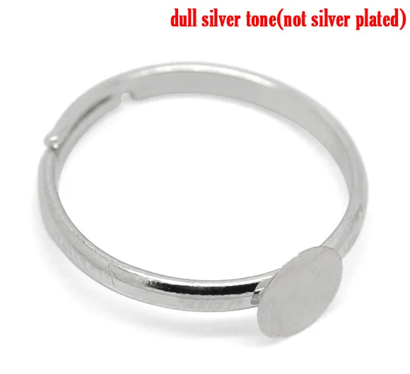 

Copper Adjustable Rings Round Silver Tone 15.5mm( 5/8")(US ) 2 PCs