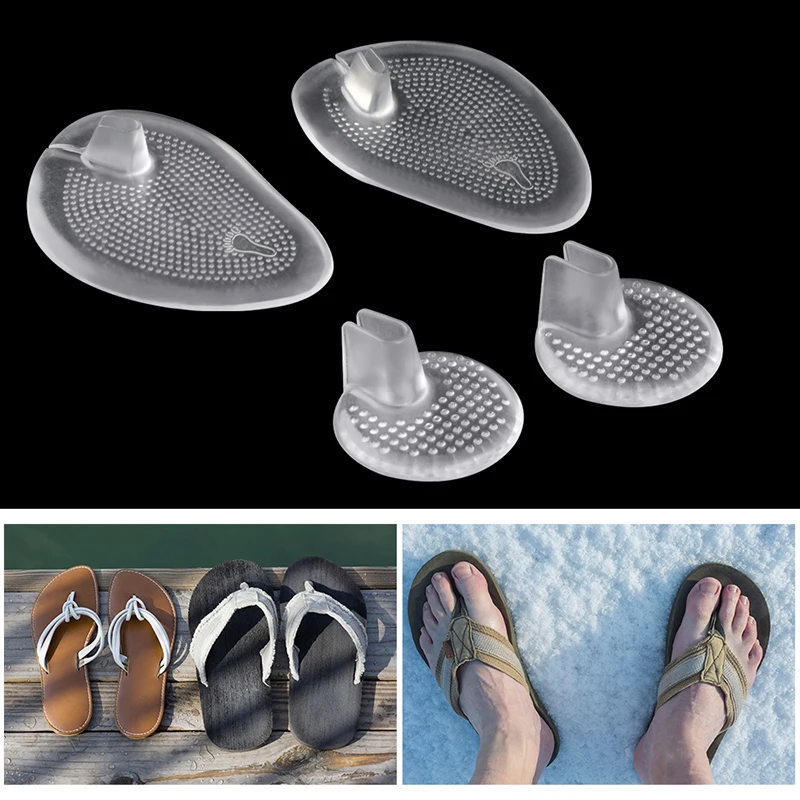 2 Pairs Invisible Flip Flop Sandal Forefoot Pad Silicone Slip Resistant Half Yard Heel Pad Toe Separator Massage Insert