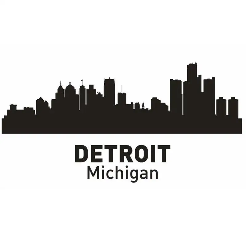 DETROIT City Decal Landmark Skyline Wall Stickers Sketch Decals Poster Parede Home Decor Sticker | Дом и сад