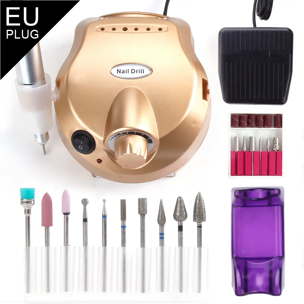 GD Set 6 EU Plug Электрический Фрезер для ногтей 35000 об/мин профессиональный маникюрный аппарат для керамических фрез Набор для педикюра пилка с резцом инструменты для дизайна ногтей - Цвет: GD Set 6 EU Plug