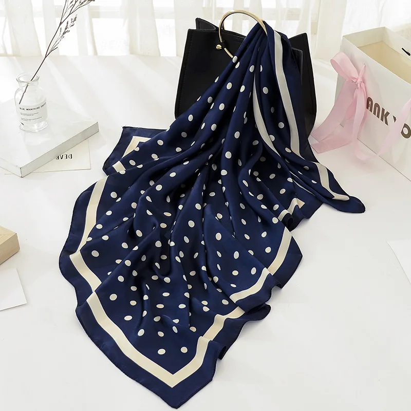 Fashion New Blue Dots Women Scarf BIG Silk Feeling Shawl...