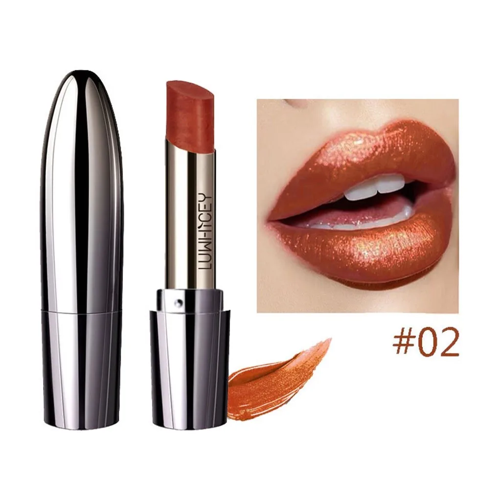 Lipstick Waterproof Makeup Tools Gold Plated Bullet Head Pearl Lipstick Mermaid Ji Shiny Metallic Lipstick 10W2