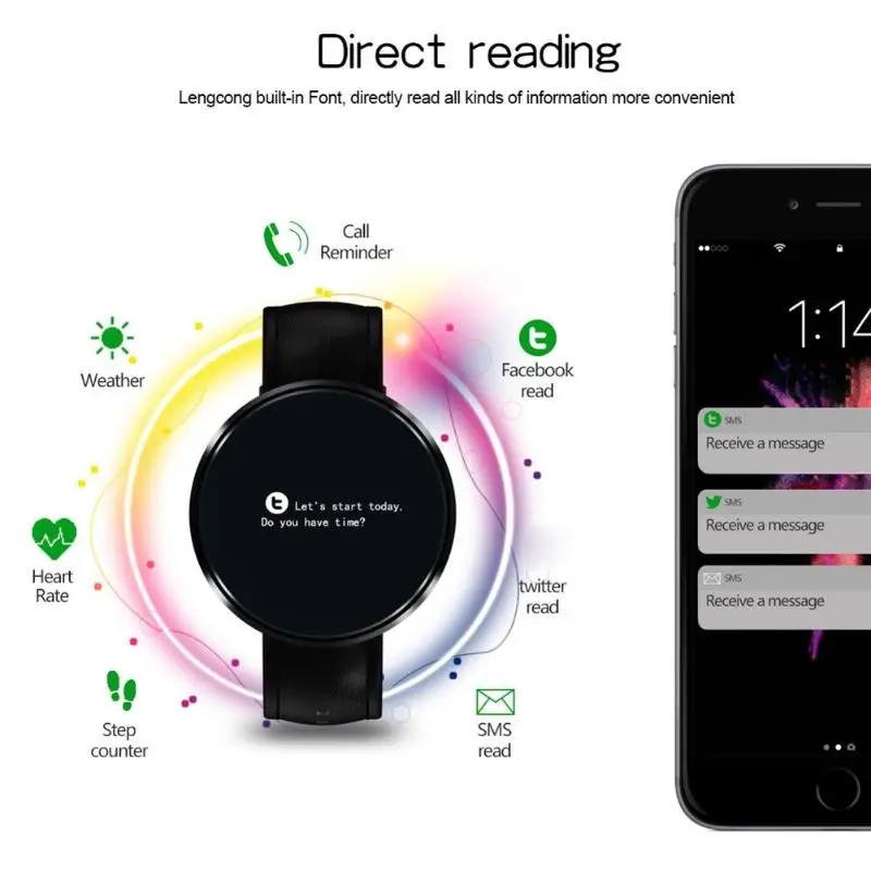 Высокое качество, умный браслет для мужчин и женщин, сенсорный экран, Bluetooth, 4,0, кожаный ремень, Смарт-часы для Android iOS, модный смарт-браслет