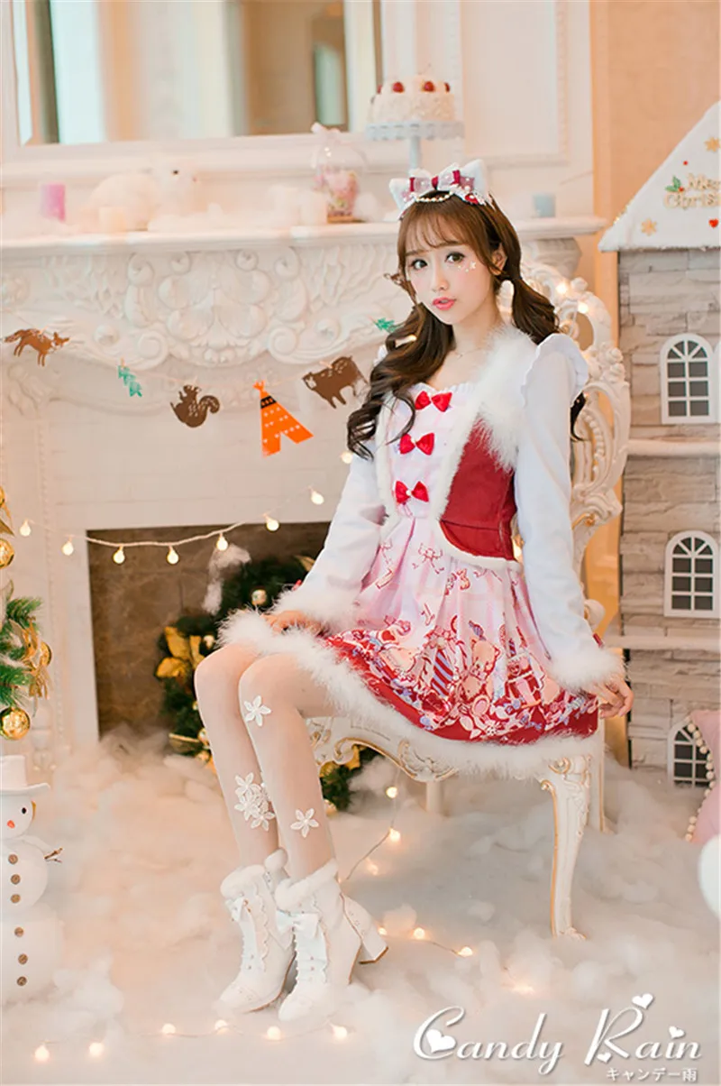 Sweet Japanese Beauty Women Ankle Boots Winter New Lace Bow Snow Boots For Women Lace Up Platform Thick High Heels Lolita shoes (17)