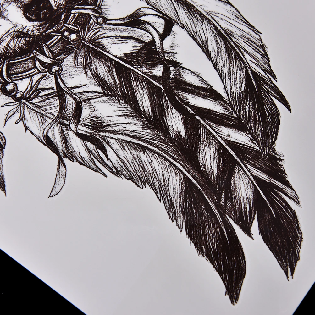 1pc Sketch Black Tattoo Sticker Women Men 3D Body Art Wolf Dreamcatcher Indian Feather Flower Arm Temporary In Tattoos From Beauty 1pc Sketch Black Tattoo Sticker Women Men 3D Body Art Wolf Dreamcatcher Indian Feather Flower Arm Temporary In Tattoos From Beauty