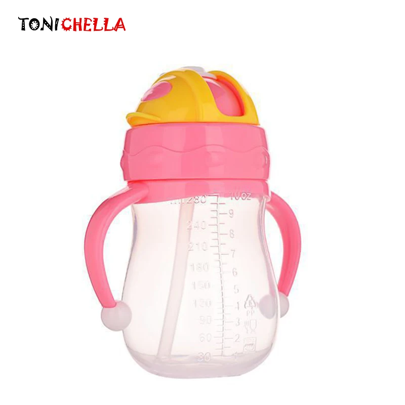 Infants Portable Double Handle Baby Leak poof Anti Fall Milk Cups Learn