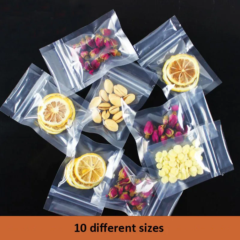 

100 Pcs Heat Seal Bags PET Zip Lock Plastic Packaging Clear Package Reclosable Self Seal Zipper Resealable Snacks Tea Food Pouch