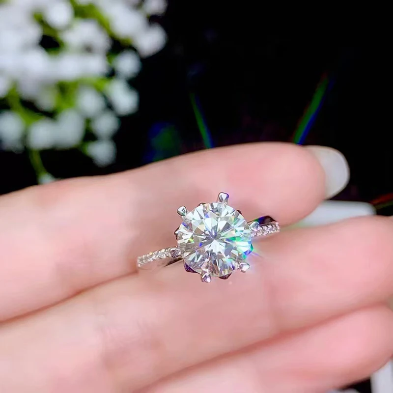 BOEYCJR 925 серебро 0.5ct/1ct/2ct/3ct F цвет Moissanite VVS обручальное свадебное кольцо с бриллиантом с национальным сертификатом для женщин