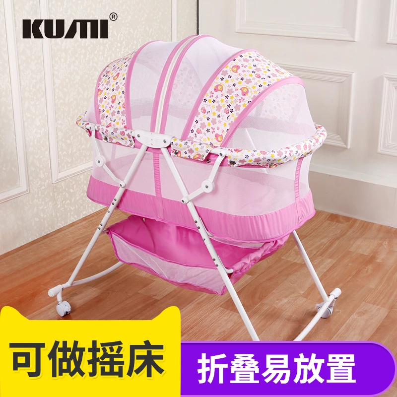 

0Baby Rocking Bed, Multifunctional, Folding, Portable, Sleeping Bed, with Mosquito Net, Sleep Artifact.