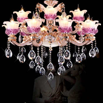

Direct European luxury living room ceiling lamp bedroom dining hall zinc alloy candle chandelier Crystal chandeliers