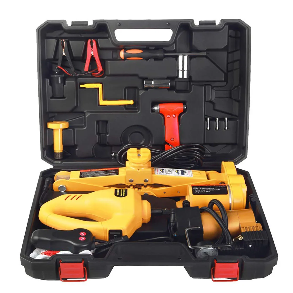 

3 Ton Scissor Lift Jacks Electric With Impact Wrench And Inflator Pump Electric Car Jack 5500LBS 12V Jack Lifting Car 3-in-1