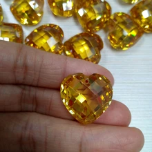 3 шт золотой цвет кубического циркония в форме сердца кулон с 1 мм отверстие золотой желтый цвет для ожерелье из чешских камней ювелирные изделия