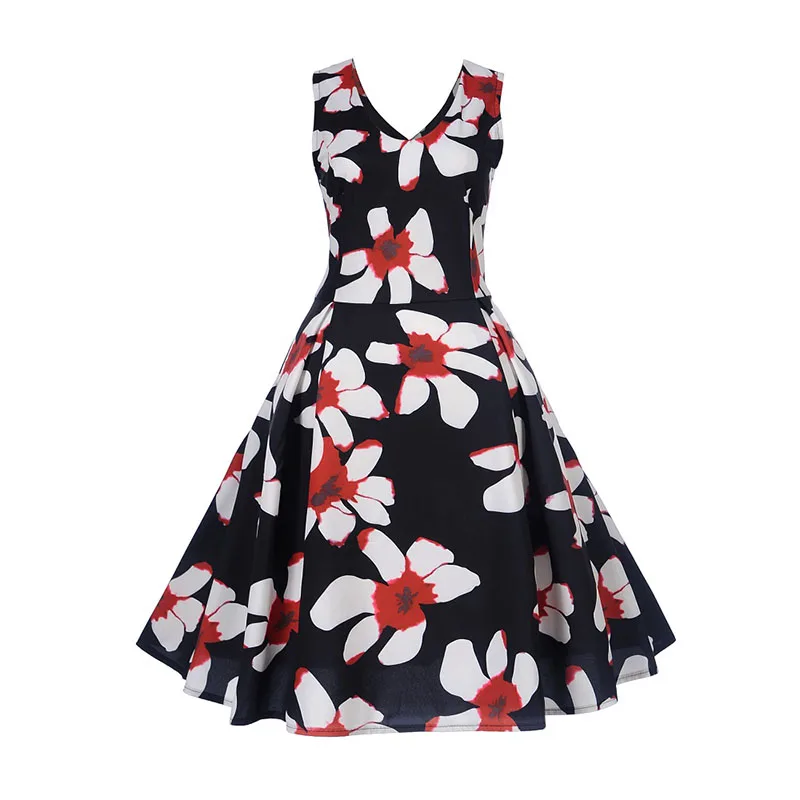 Wsunsexe Retro Vintage Style Sleeveless 3D Skull Floral Printed 2017 Summer Wome