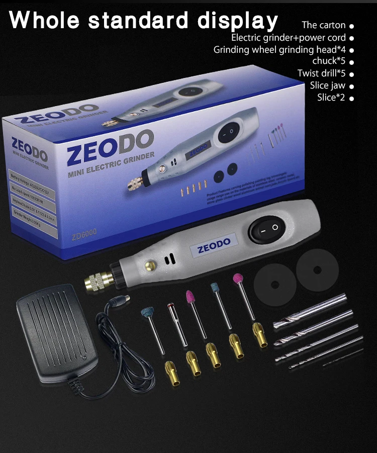 Электрический шлифовальный мини станок Zeodo Zd6000 электрическое бурение 12 В DC