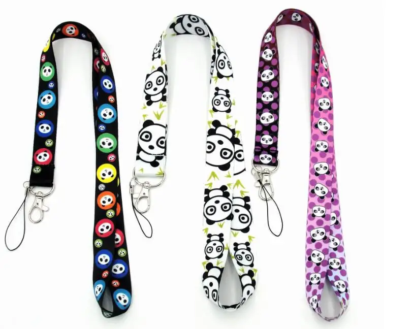 

New 12pcs cartoon panda mix Key Lanyard Badge ID Cards Holders Neck Straps with Keyring Gifts Party Favors