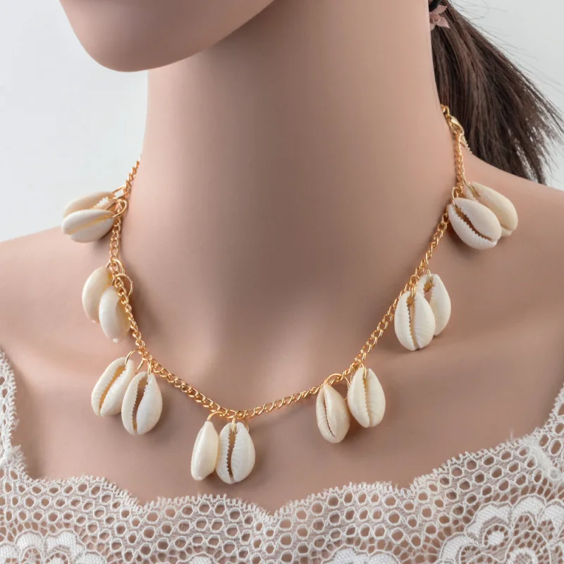 Новая мода золотого цвета Cowire Shell Conch Многослойная цепь Ожерелье Подвеска для женщин винтажное ожерелье с морской звездой ювелирные изделия