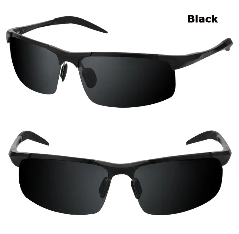 Мужские поляризационные солнцезащитные очки алюминиевая магниевая оправа для вождения автомобиля солнцезащитные очки UV400 поляризационные очки Стиль очки - Цвет линз: Черный