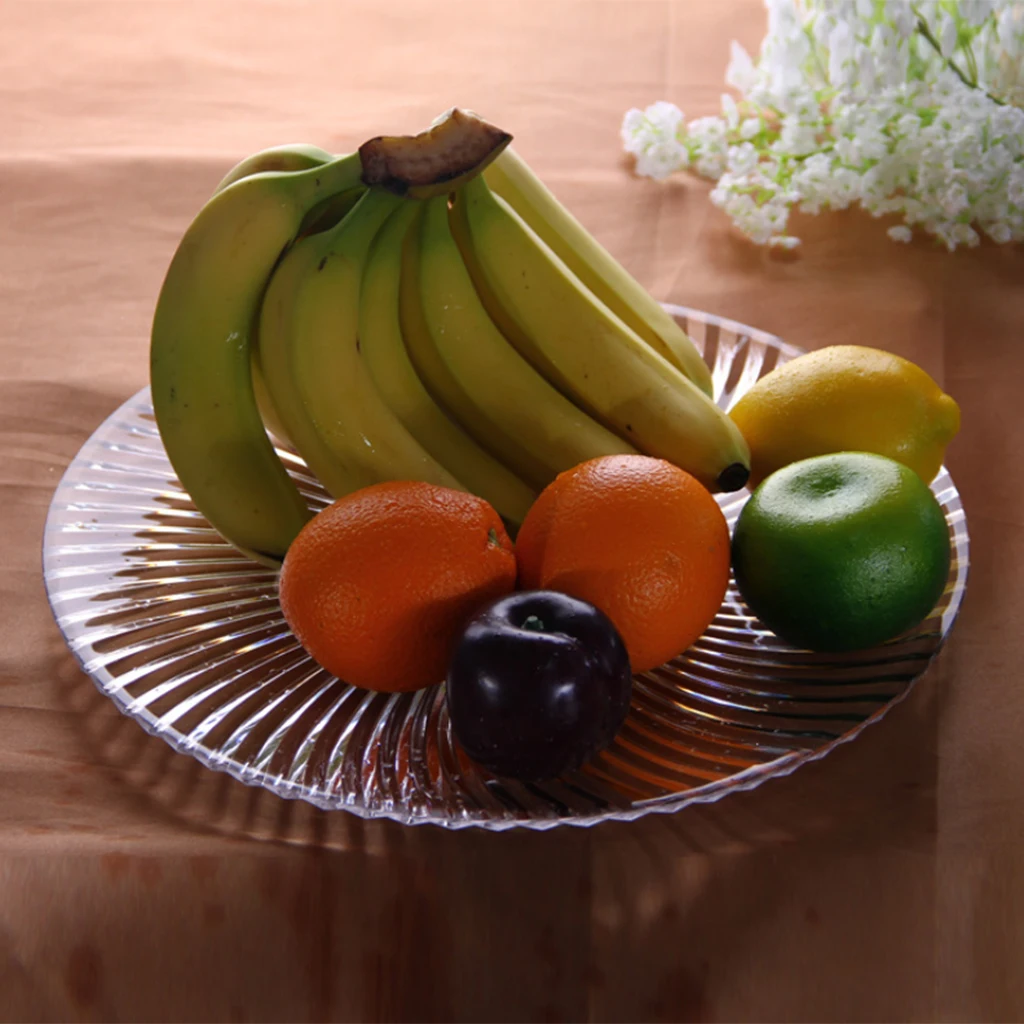 Round Clear Dish Plate Food Serving Tray Flat Fruit Platter, Made of high quality acrylic plastic, easy to clean