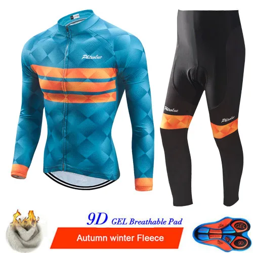 Phtxolue Мужская Зимняя Теплая Флисовая велосипедная одежда велосипедные Джерси комплект велосипедная майка костюм для езды на горном велосипеде - Цвет: Cycling Set