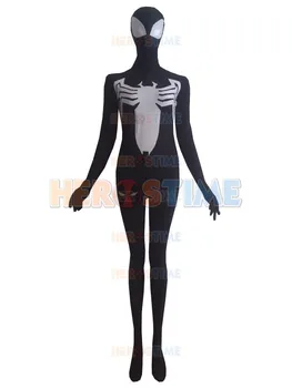 

Free Shipping Black Venom Symbiote Spiderman Costume Zentai Spidey Suit Halloween Cosplay Full Body Costume for Adults and Kids