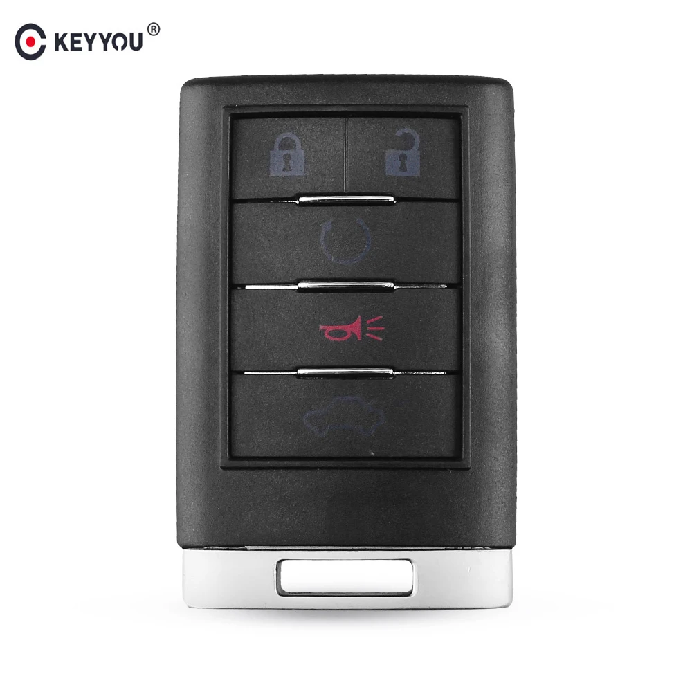 

KEYYOU For Cadillac Escalade CTS DTS STS 5 Button Keyless Remote Key Fob Case Shell Replacement Car Key Cover