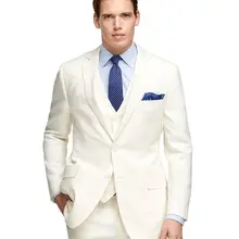 Белый Нотч Lapel5Pieces(куртка+ штаны+ галстук+ жилет+ платок) модные Для мужчин костюмы Формальные Бизнес офисные Terno Custume Homme брак