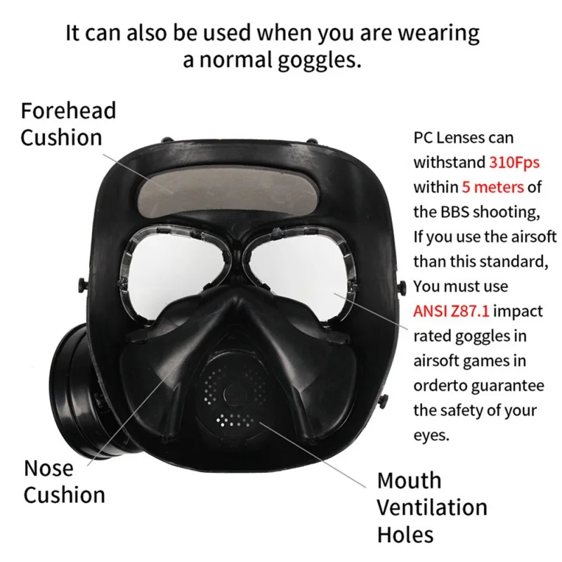  M40 Double Fan Gas Mask CS Filter Paintball Airsoft Helmet Tactical Army Capacetes De Motociclista 