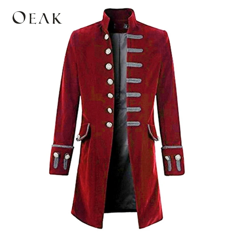 Oeak 3XL мужские винтажные однобортные длинные блейзеры воротник стойка Верхняя