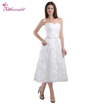 

Alexzendra A Line Tea Length Sweetheart Wedding Dresses Simple A Line Bridal Dresses BAF1508