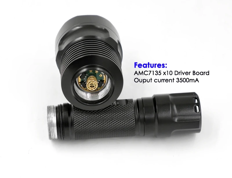 10xAMC7135 драйвер платы 3500mA C12 Cree XP-L Hi V3 Фонарик лампы Алюминий водонепроницаемый, светодиод Cree светодиодный фонарик