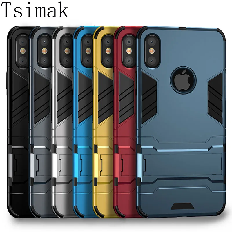 Shockproof Case for iPhone XS 11 Pro Max X XR 8 Plus 7 6s 6 5 5s SE Cover Case 3D Iron Man Ring Armour Holder Phone Back Coque