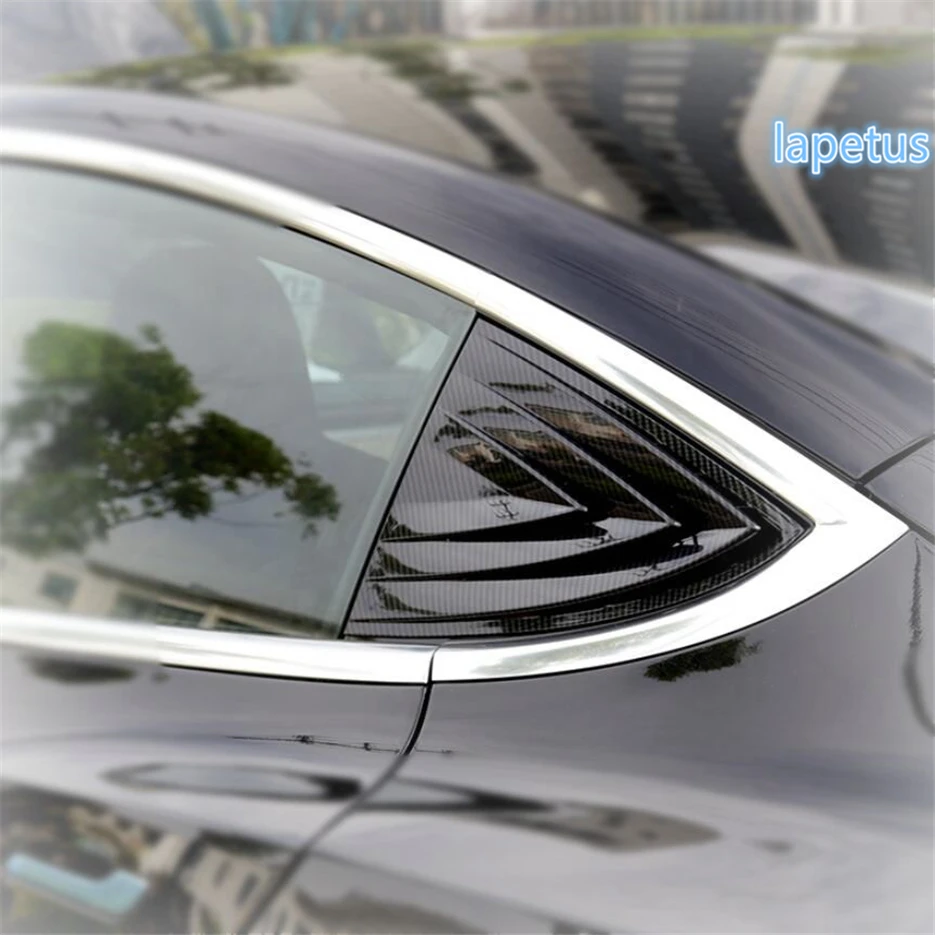

Lapetus Rear Tail Spoiler Triangle Wing Louver Window Decoration Bezel Cover Trim 2 Piece Fit For Tesla Model 3 2018 2019 ABS