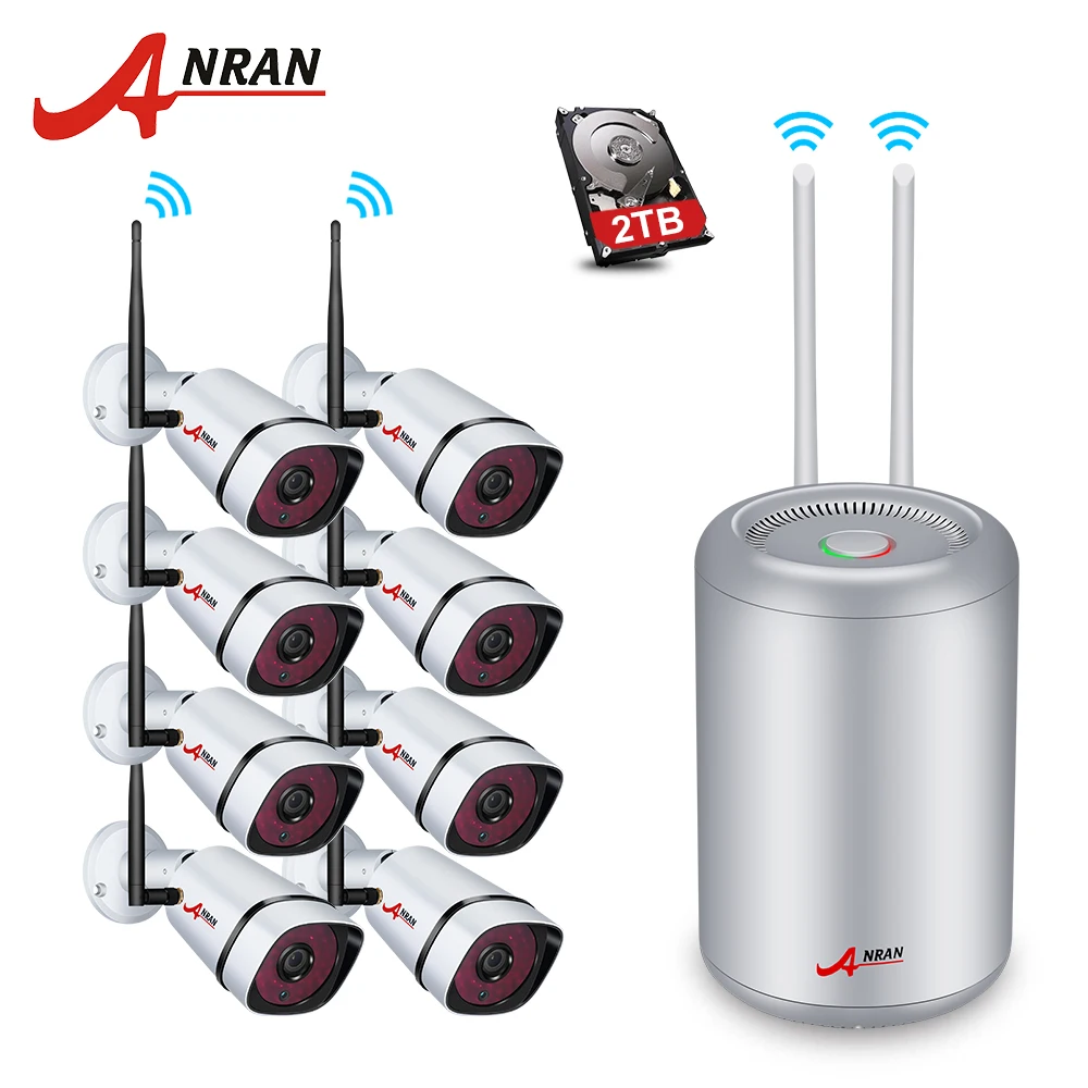 

ANRAN WIFI Security Camera System Kit 2.0MP 8CH HD WIFI NVR Outdoor Video Surveillance System CCTV Security IR IP Camera Kit