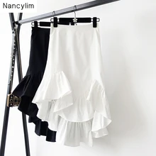 Асимметричный рыбий хвост большой маятник стандартная юбка женская Новая летняя Осенняя юбка Женская Леди Фасонная юбка Nancylim