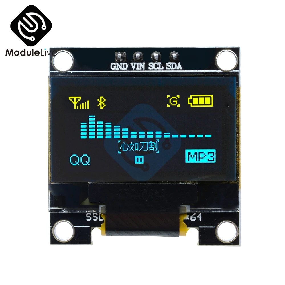 0 96 дюймовый IIC последовательный желтый синий OLED дисплей модуль 128X64 I2C SSD1306 12864