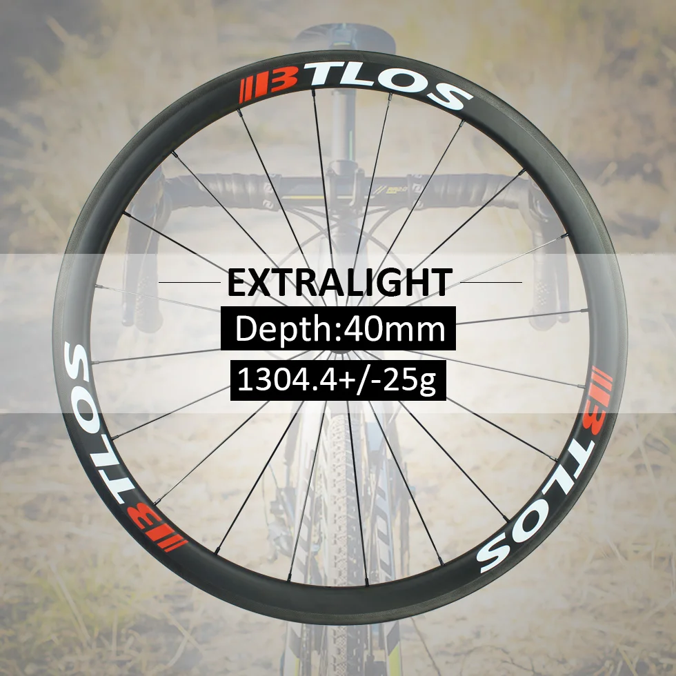 

700c wheelset Lightest wheel 1304g Warranty 2 years Carbon wheels clincher road bike 40mm deep disc brake available - WRC-40L
