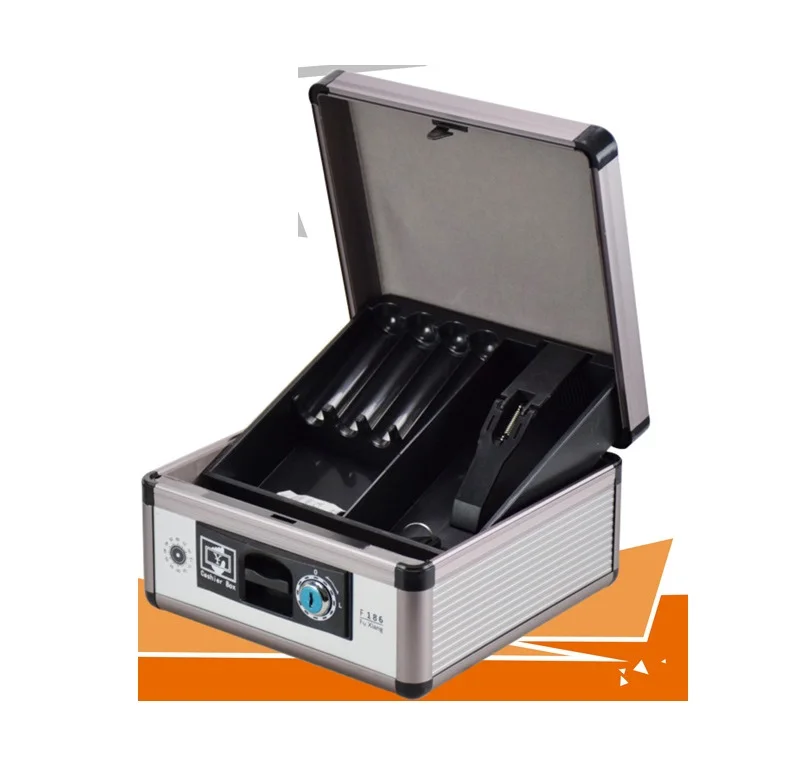 

Cash Box with Money Tray Safe Metal Lock Box Locking Boxes with Key Money Saving Organizer- Security Box with Coin Tray F186