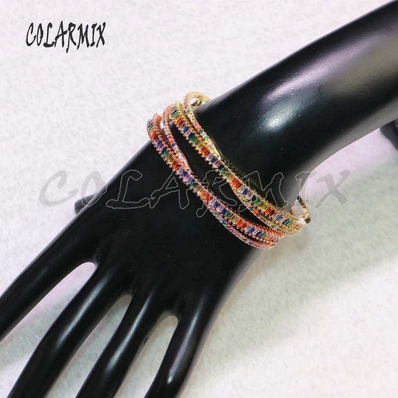 

3 pieces zircon bangle rainbow crystal bracelet bangle zircon stone jewelry for women gift for women summer color stone 7158