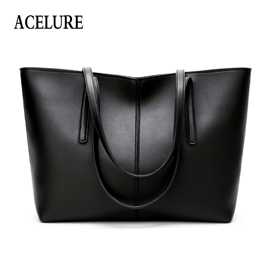 

ACELURE Soft Pu Leather Shoulder Bag For Women Solid High-Capacity Casual Totes Female All-Match Shoulder Bag Ladies Handbag