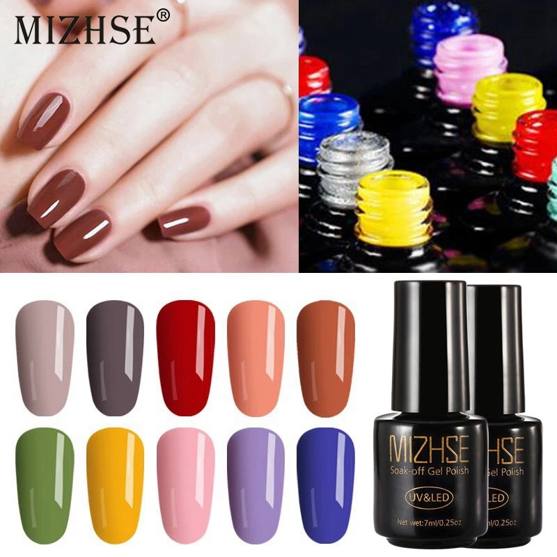 

MIZHSE 6Pcs Colorful Gel Set Soak Off Long Lasting UV Nail Art Gel Polish Coat Candy Color Series Kit Shining Gel Varnish Hybrid