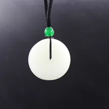 Натуральный зеленый белый Hetian Jades PING'AN кулон резные подвески для женщин или мужчин амулет нефритовый нефрит ювелирные изделия