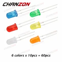 확산 된 led 5mm 발광 다이오드 램프 모듬 된 키트 세트 화이트 레드 그린 블루 옐로우 오렌지 발광 20ma 2 v 3 v(China)