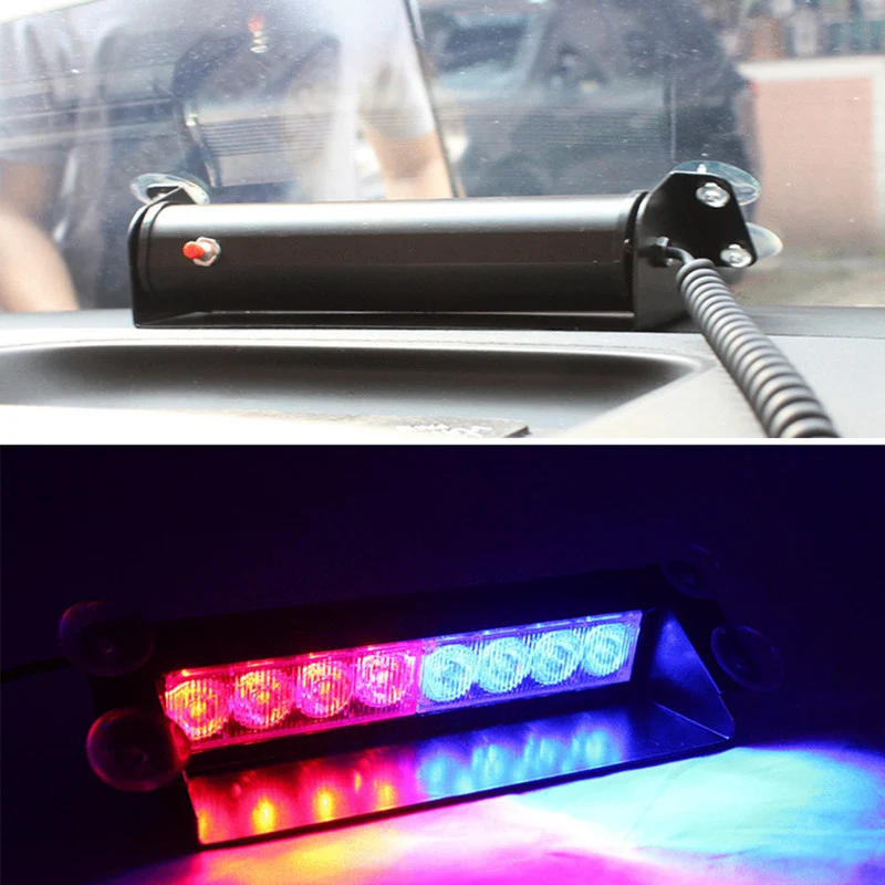 

8 LED Viper signal Car led Emergency light Windshield warning strobe flashing Police Auto safety lamp Firemen Red Blue Amber 12V