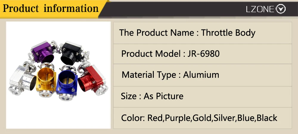 LZONE- корпус дроссельной заслонки 80 мм Производительность корпуса дроссельной заслонки Впускной коллектор алюминиевая заготовка с высоким потоком JR6980