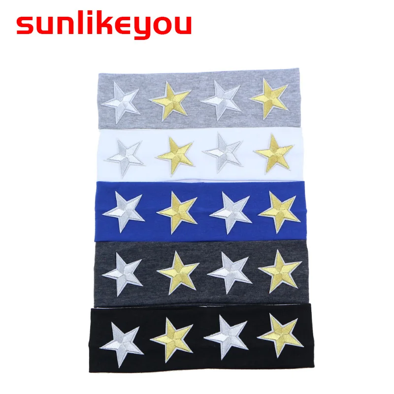 

Sunlikeyou Pentagram Embroidery Newborn Baby Hair Accessories Boys Sports Breathable Turban Elastic Cotton Baby Girls Headband
